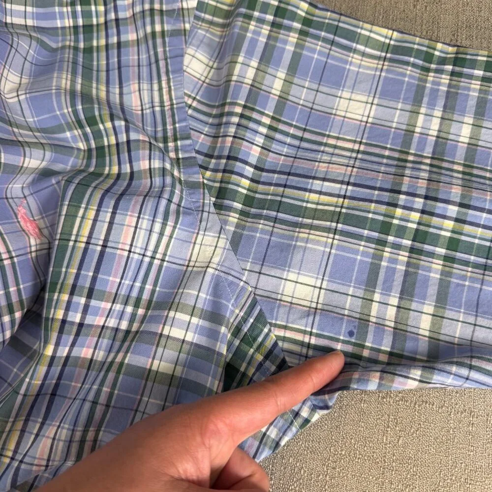 Polo Ralph Lauren Men's Classic Fit Plaid Button-Down Shirt XL Blue/Green Preppy